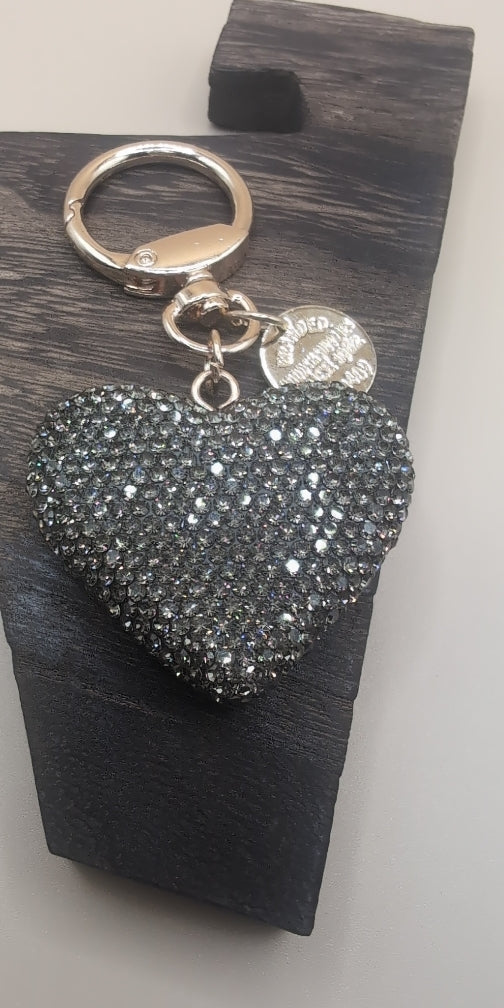Chocolate Rhinestone Heart Keychain, double sided, Branded, Gift,