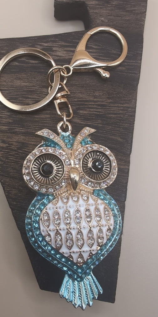 Rhinestone Owl Keychain