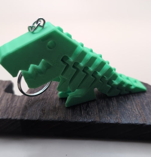 Flexible Rex dinosaur, 3d printed, green, keychain, gift, birthday parties, party gifts, dino , flexi, kids, toys, stress reliever