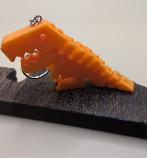 Flexible Rex dinosaur, 3d printed, orange, keychain, gift, birthday parties, party gifts, dino , flexi, kids, toys, stress reliever
